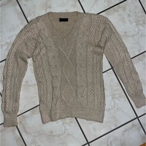 Alpaca knit v neck sweater